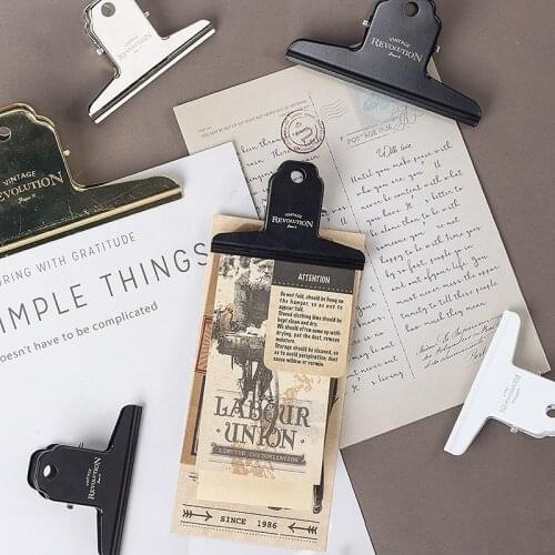 4 Color Vintage Simple Metal Paper Document Binder Clips Duckbill Clip Long Tail Clip School Office Learning Supplies Stationery