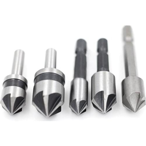 5pcs Countersink Drill Bit Set Flutes Countersink Tool HSS Hand Tool Accessories Countersink