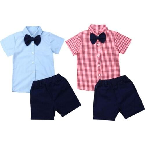 Toddler Baby Clothes 2019 Wedding Formal Suit Bowtie Gentleman Tops+Shorts 2pcs Outfit Clothes