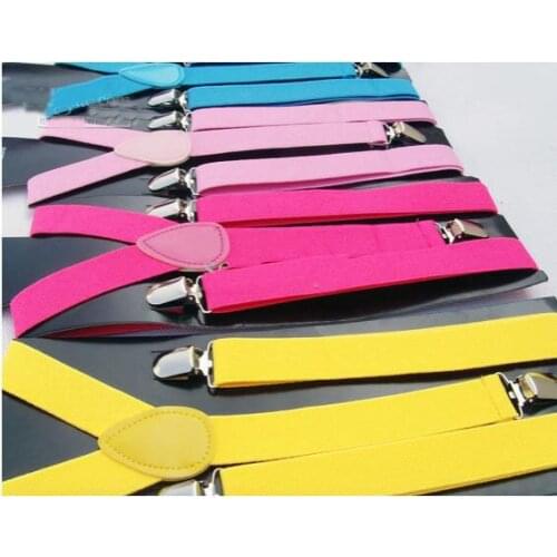 New style Skinny Braces Suspenders Mens Ladies Neon Plain Adjust Colourful Clip-on Y-back 30pcs