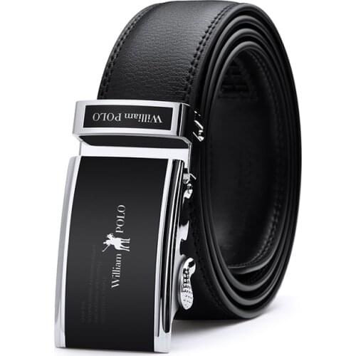 WilliamPolo Mens luxury brand automatic metal buckle high quality business mens leather vintage belt 18187p