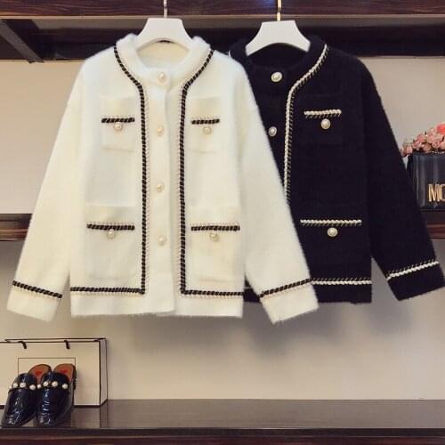 Autumn winter knitted cardigan sweater Plus size Top womens loose Streetwear womens clothing