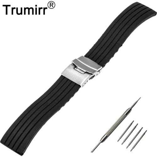 18mm 19mm 20mm 21mm 22mm Silicone Rubber Watch Band for Omega Watchband Stainless Steel Safety Buckle Strap Wrist Belt Bracelet