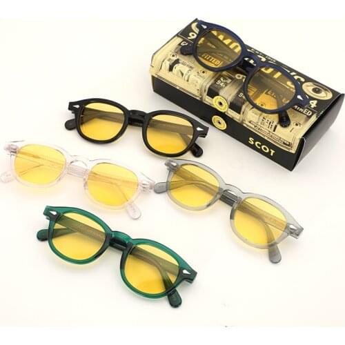 Yellow Night Vision Glasses Polarized lens Johnny Depp sunglasses Women Men Luxury Brand Acetate Glasses Frame Top Quality