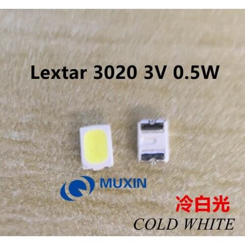 LED backlight TV LED 3020 high power LEXTAR 0.5W 3V 3020 LED cool white 3 v is suitable for LCD TV backlight application 1000PCS