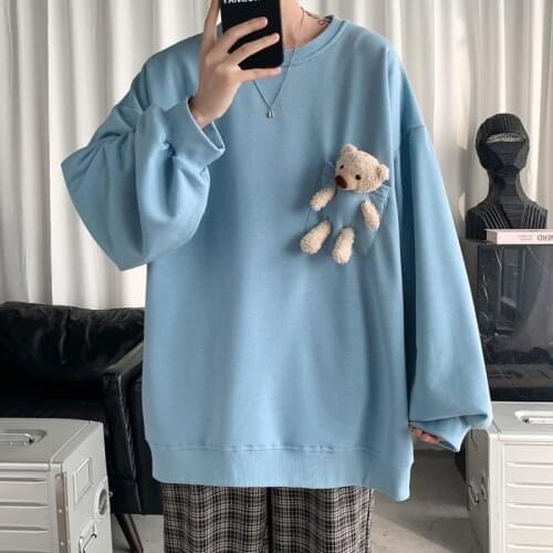 Long Sleeve Harajuku Sweatshirts Men 2021 New Fashion 3 Color Hoodie Mens Casual O-Neck Patchwork Sweatshirt for Young Men
