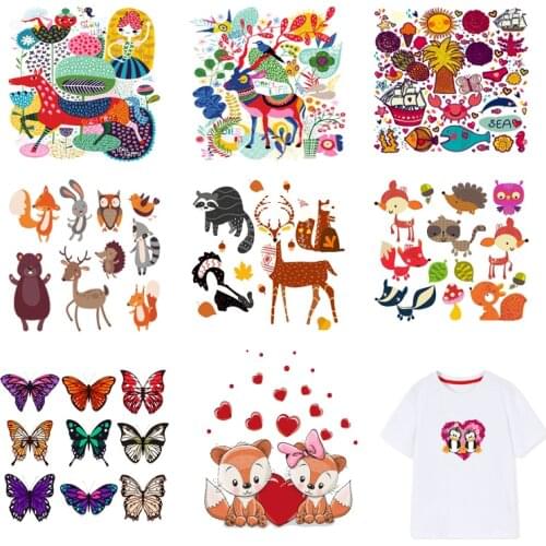 Iron-on Transfers for Clothing Patches Thermo Stickers Applique Diy Animals Patch Flex Fusible Transfer Vinyl Adhesive Stripe I