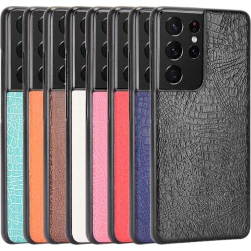 Ultra Thin Crocodile Leather Cover for Samsung Galaxy S21 Ultra S 21 Plus S20 FE M31 M21 A21S A51 A71 A12 A32 A52 A72 5G Case