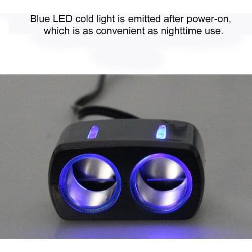 Universal Dual Outlets Car Cigarettes Lighter Charger Adapter with Blue LED Car Auto Charger