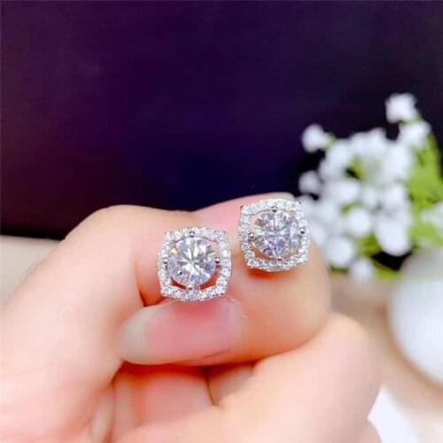 Boho Female Engagement Earrings 5/6.5mm Round White Zircon Stud Earrings Luxury Crystal Stone Earrings For Women Wedding Jewelry
