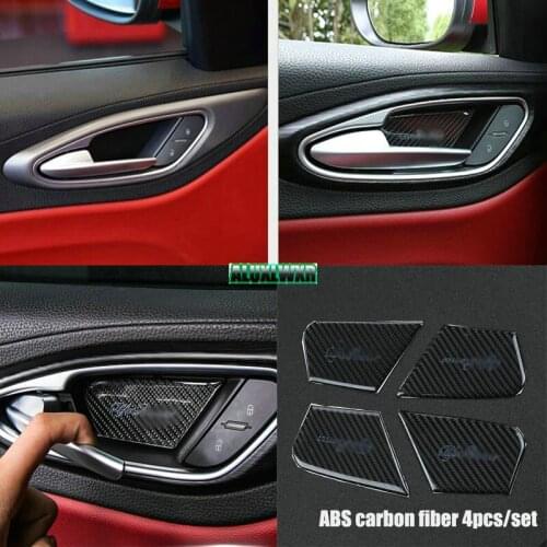 Interior Door Bowl Cover Trim Car Accessories 4pcs/set Car-styling ABS Carbon Fiber 2018 for Alfa Romeo Giulia Stelvio 2017
