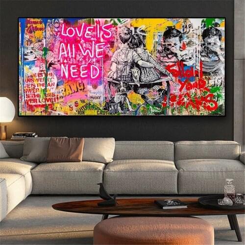 Wall Art Love is All We Need Canvas Paintings Graffiti Wall Art Posters And Prints Graffiti Street Art Pictures Home Decoration