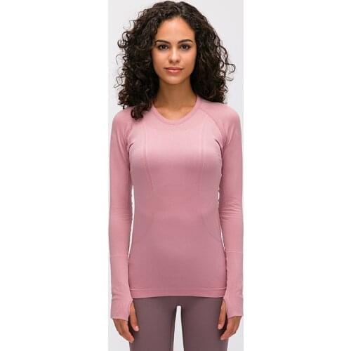 Lulu Womens Shirt Breathable Quick Dry Yoga Fitness Crop Top Blouses Long Sleeve Sportswear Cropped Gym Workout Sports Female