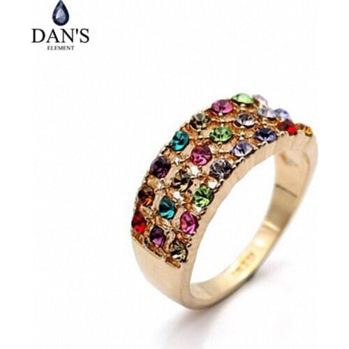 Dans Element Austrian Multi Color Crystals Rings for Women healthful Anti Allergies # RG95127