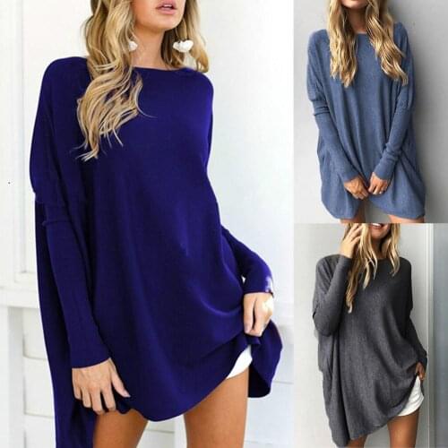 Women Casual Loose Solid Color Long Sleeve Round Neck Pullover Blouse Top Shirt Warm Outdoor Windproof Sweater Gift Female