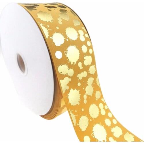 100Y/lot 75mm 3" gold foil silver foil blue foil pink foil paint dots printed polyester grosgrain ribbon welcome custom