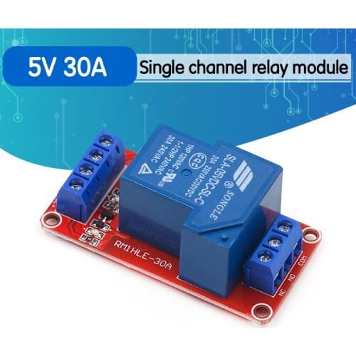 1PCS 5V 30A Two-way isolation relay module High/low level trigger 5V 30A 1-Channel Relay Module+Electronic With Optocoupler