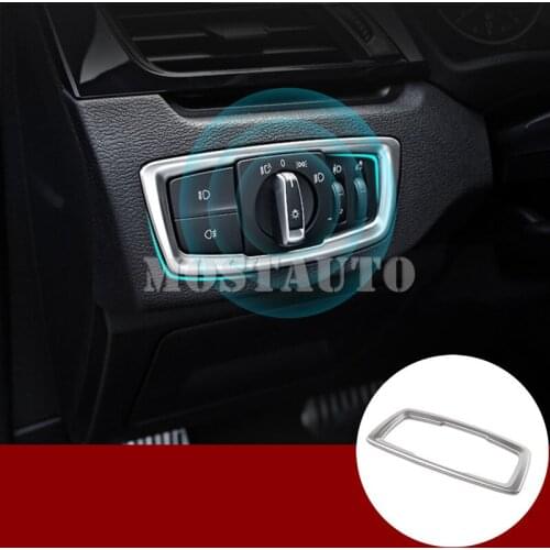 For BMW X2 F39 Stainless Steel Headlight Switch Button Trim Cover 2017-2019 1pcs Car Accessories Interior Car Decor Car Trim