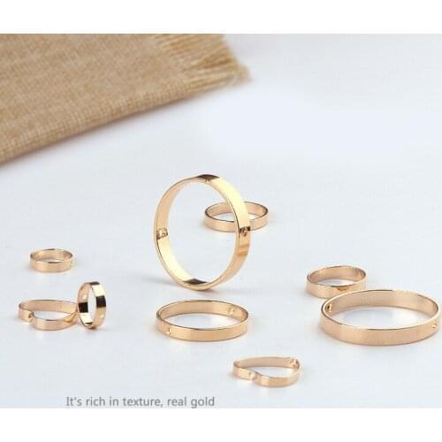 10pcs Gold Color Tone Zinc Alloy Earring Pendant Connector Ring DIY Ear Stud Necklace Bracelet Charm Jewelry Finding