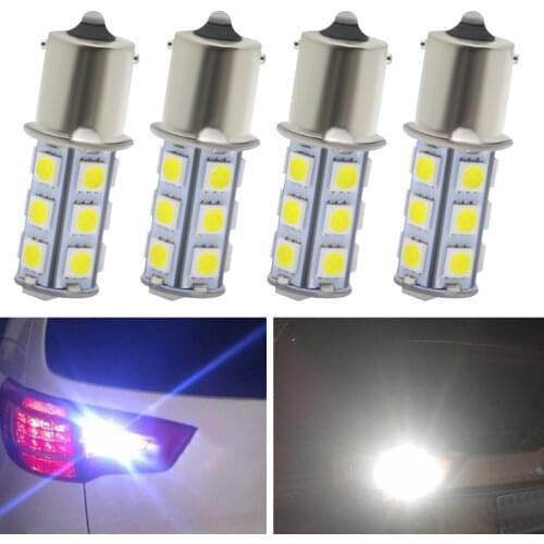 2Pcs BAY15D BAZ15D 1157 HotSale P21W/5W 18 LED 5050 SMD 18 smd White Car Bulb Stop Tail Light Rear DC 12V GLOWTECSignal Lamp