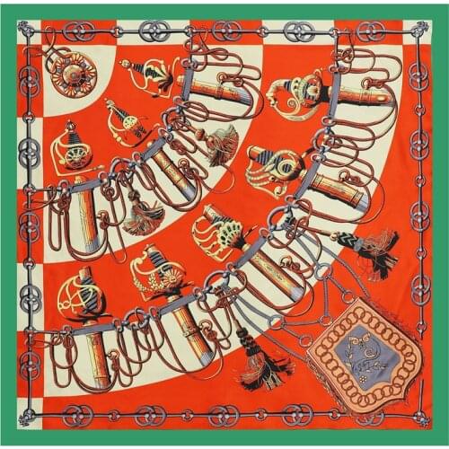 2021 Silk Square Scarf Women Bandana Hijab Print Large Hairhand Female Painting Neckerchief Lady Head Wrap Fashion Foulard New