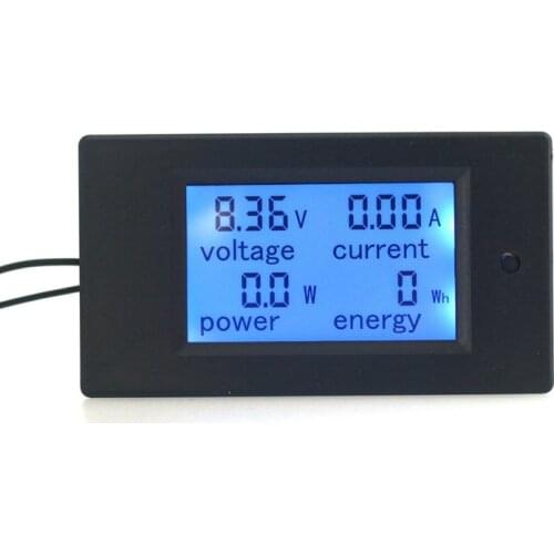 4 in 1 DC 6.5~100V 50A 100A Voltmeter Ammeter Digital Voltage Current Power Energy Monitor LCD Display Blue backlight for Indoor