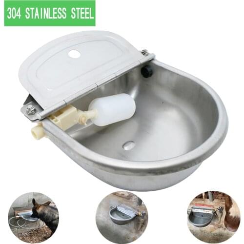 4L 304 Stainless Steel Water Trough Horses Goats Sheep Pig Float Bowl Automatic Waterer Dog Drinking Bowl Cattle Tool Bull Acces