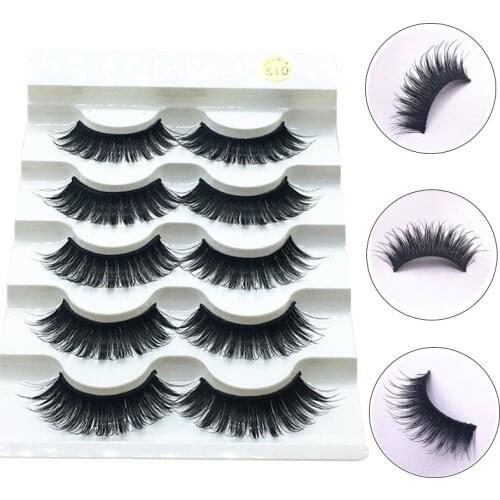 5 Pairs 100% Real Mink Eyelashes 3D Natural Fake Eyelashes Full Strip Lashes Thick Long Eye Lashes Makeup Kit Cilios HandMade