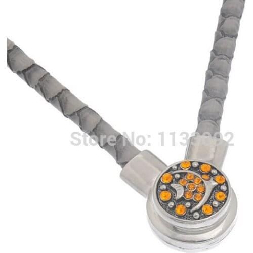 6pcs/lot New Snake Pu leather necklace fit 18/20MM snaps buttons fit diy snaps buttons Magnetic Clasp necklace 9 colors