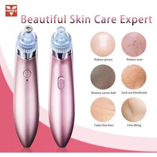 VENKY New Blackhead Remover Face Skin Care Facial Vacuum Pore Cleaner Acne Pimple Pore Cleaner Suction Beauty Skin Tool Machine