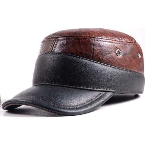 New Winter Warm Top Quality Womens Mens Real Cowhide Leather Army Baseball Golf Hat/Cap