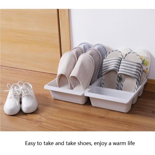 Household Plastic 3 Grid Shoe Storage Box Sneakers Slippers Organizer Cabinet Footwear Vertical Rack Shelf Space Saving