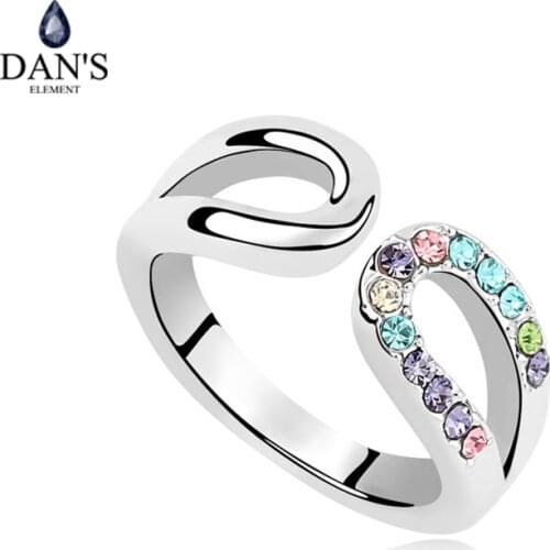 DANS ELEMENT Brand 5 Colors Real Austrian Crystals Open Ring for women New Sale Hot #97482