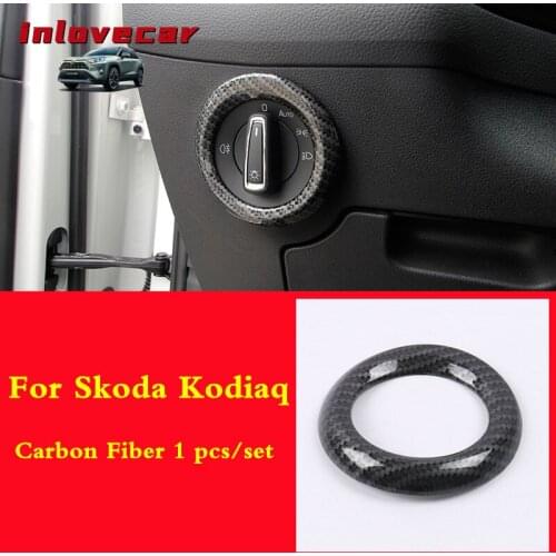 For Skoda Kodiaq 2017-2019 headlights switch cover carbon fiber Styling Interior Mouldings styling Exterior Parts Accessories