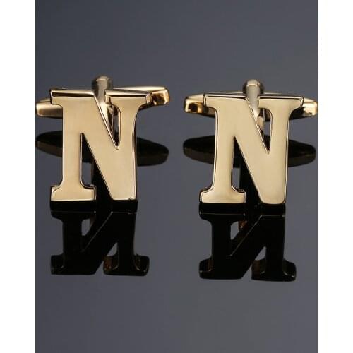DY new High-quality Brass material English Golden English alphabet N Cufflinks Mens French shirt Cufflinks free shipping