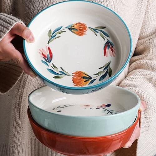 FANCITY Four Seasons Underglaze Ceramic Tableware Household Dish Plate Dinner Plate Soup Bowl Large Bowl Noodle Bowl Fruit Salad