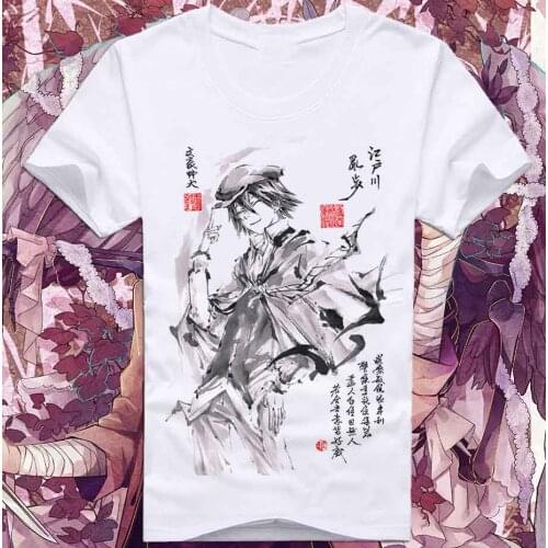 New Anime Bungo Stray Dogs Cosplay t-shirt Osamu Dazai Ink painting Cotton loose men t-shirt