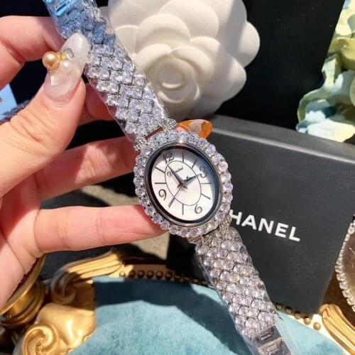 HerHome Fashion Women Full Crystals Jewelry Watches Luxury Rhinestone Bracelet Watch Waterproof Quartz Roman Wrist Watch Lotus