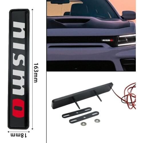 1pc ABS Chrome Front Hood Grille Car Emblem LED Decorate Light For NISMO Nissans Tiida Teana Skyline Juke X-trail Almera Qashqai