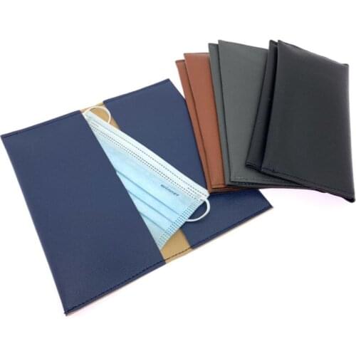 PU Leather Mask Storage Bags Invoice Receipt Storage Wallet Portable Foldable Holster Store Disposable Mask Storage Box