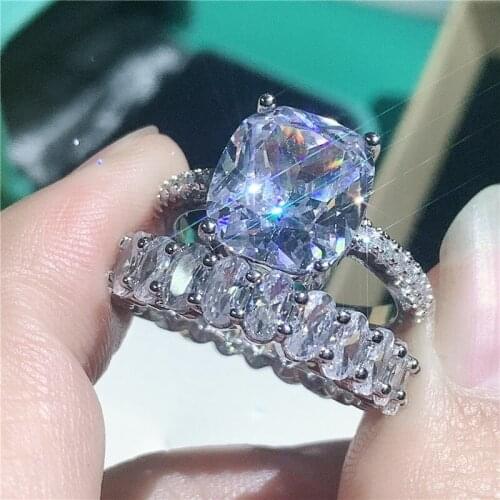 Choucong Charm Promise Ring Sets 925 sterling Silver Oval Cushion cut AAAAA cz Party Wedding Band Rings For Women Bridal Jewelry