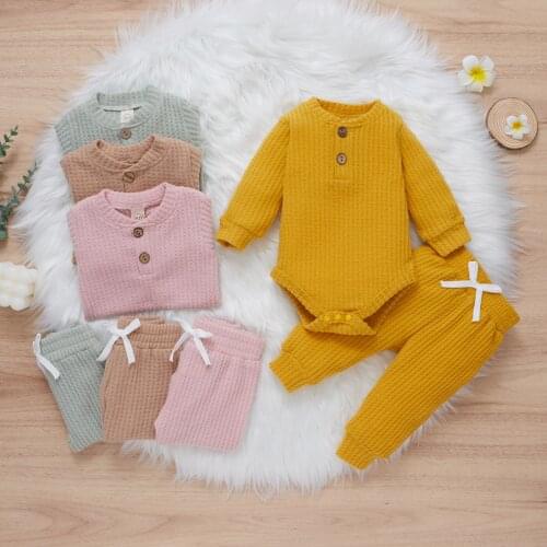 Ma&Baby 0-18m Newborn Infant Baby Girls Boys Clothes Set Soft Long Sleeve Romper Tops Pants Autumn Clothing Outfits DD40