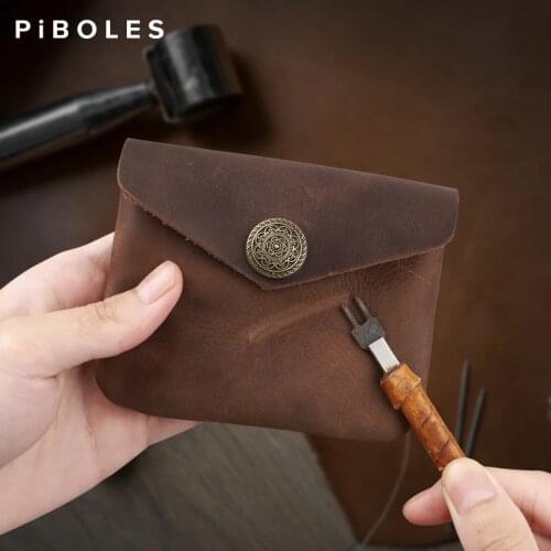 Genuine Leather Solid Hasp Purse Handmade Retro Mens Card Holder Pocket Slim Credit Card Wallet Coin Pouch For Women