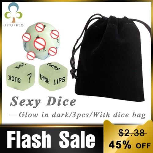 3Pcs Fun Acrylic Dice Love Sexy Dice Sex Dice Erotic Dice with Velvet Dice Bag Love Game Toy Couple Gift GYH