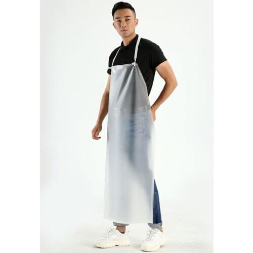 Kitchen Fashion Simple Household Female Long Thickened Transparent Waterproof Apron Oil-resistant Sleeveless Waist Bib