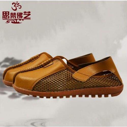 Summer Rohan shoes PU Leather Monk shoes Zen Buddhist sandals Men