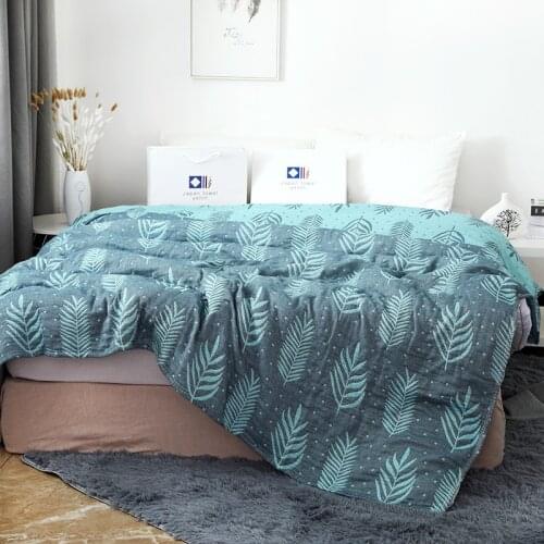 LYN&GY 100% Cotton Muslin Blanket Bed Sofa Towel Quilt Throw Green Pink Yellow Breathable Soft Throw For Picnic Travel