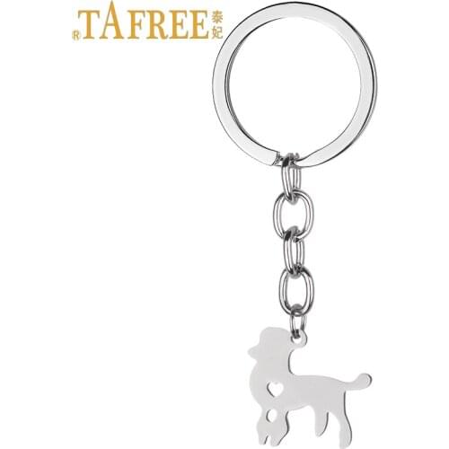 TAFREE fashion cute animal pendant car bag key chain ring holder Germany Poodle dog lover keychain for men women jewelry SKU06