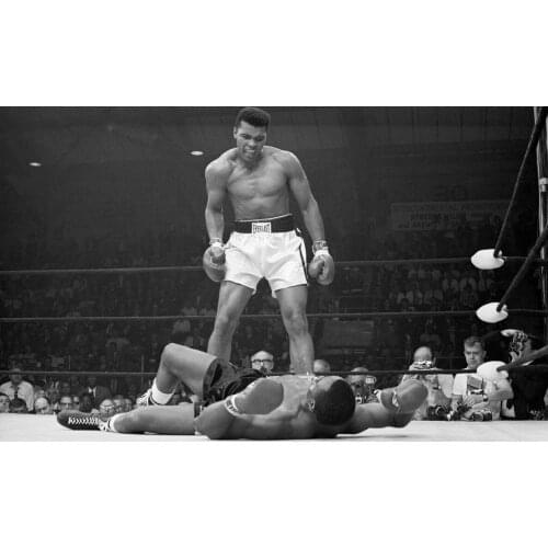 Mohammed Ali VS Sony Liston Sports Poster Wall Canvas Art Canvas Painting Decorative Painting for Boy Room Sports Star Picture