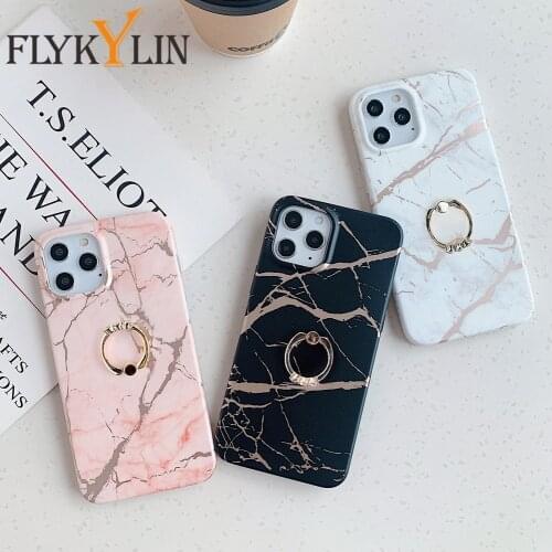 Marble Ring Holder Phone Case For Samsung S21 S20 FE A51 A50 A71 A70 A41 Note 20 Ultra A52 A72 Case Soft Silicon Phone Cover